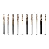 Demiawaking 超硬 10本/セット　チタン・コート・カーバイド エンドミル 彫刻ビット　ビッド　高速度 工具 切削 木工 研磨用 彫刻ビット　切削エッジ径（CED）：3.0mm