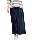 Angeliebe エンジェリーベ マタニティ やわらか フライス マキシ スカート 産前 産後 対応 妊婦服 ロング ウエスト調節可 S ～ M ネイビー21544 21544201