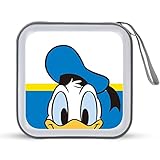 ドナルドダック CDケース プラケース スリム BD DVDケース 大容量 40枚収納 ディスク収納ケース 小型 持ち運び便利 可愛い 男女兼用 旅行 自宅用 セミハード ファスナー付
