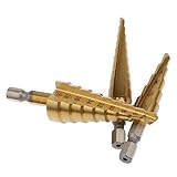 3 台の PC をチタン HSS ステップコーンドリルビット工具セット 3-12 / 4-12 / 4-20 mm 1/4 「六角シャンク