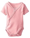 L'ovedbaby ラブドベビー  前開き 半袖 ボディスーツ ロンパース 0-3ヶ月用 CORAL オーガニックコットン OR338