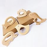 Mamimami Home 噛がため 木製動物 ブナ素材 5タイプ/10個/ゼント 歯固め リング ベビーおもちゃ 知育玩具 DIY おしゃぶり ペンダント ガラガラ 出産祝い 新生児贈り物 0-3歳