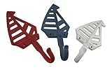 鋳鉄装飾壁フックのセット3 Cast Ironヨット壁フックマルチカラーレッドホワイトとブルー3.25 X 7 X 1.5インチのモデル# 67171