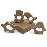 Kissteether 12pcs 歯磨き粉有機赤ちゃんのおもちゃ歯ラックのおもちゃ木製赤ちゃんの歯のギフトを手作りDIY木製のカメの恐竜ペンギンシロクマの赤ちゃんのケア赤ちゃんの歯 (12pcs)