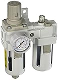 PneumaticPlus SAU4010M-N04BG Two Piece Filter Regulator Lubricator Combination 1/2 NPT - Manual Drai
