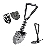 Overmont 折りたたみ スコップ シャベル 軽量 スチール 3WAY のこぎり つるはし 車載 キャンプ 園芸 登山除雪 アウトドア用品 収納ケース付き