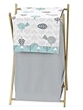 Sweet Jojo Designs Baby/Kids Clothes Laundry Hamper for Turquoise Blue and Gray Earth and Sky Nature