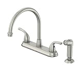 Oakbrookキッチン蛇口with Sideスプレー低リード2ハンドル8 " 1.75 GPMクローム仕上げ