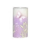 Home impressions Spring Flameless LED Candle with Timer, Embossed Purple Butterfly and Work with 2 C