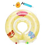 首リング うきわ 赤ちゃんのトレーニングに 子供うきわ 首浮き輪 プールやお風呂で 水遊び 調節ベルト付き (Lサイズ, イェロー)