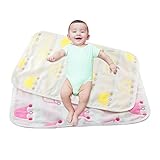 Hangnuo　おむつ替えシート　おむつ替えマット　3重ガーゼ防水シート　両面使える吸水　通気抗菌　良い肌さわり　出産お祝い (30*45CM, イエローとピンク王冠（二枚）)