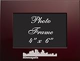 Minneapolis, Minnesota-4x6 Brushed Metal Picture Frame-Burgundy by LXG, Inc.
