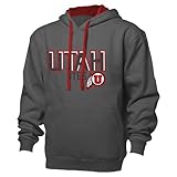 NCAAユタUtesベンチマークカラーブロックプルオーバーフード、Large、グラファイト/レッド