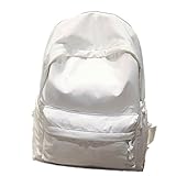 MissとMr リュックサック リュック デイパック かばん バッグ キャンバス　大容量 男女兼用 マザーズバッグ小学生 中学生 高校生 大学生 メンズ レディース シンプル リュック (ホワイト)