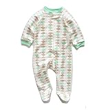 ANKECHANG ベビー服 ロンパース カバーオール 長袖 赤ちゃん 男の子 女の子 0-12ヶ月 足つき size 6-9 (チェック柄)