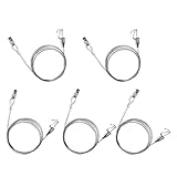 Augsion 5本入 ピクチャーレール ステンレスワイヤー フック 自在金具付 吊り下げ金具 自在金具付 額縁 絵画 壁掛け 展示 用 シルバー 径1.5㎜×200㎝