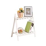 RBHJZ ソリッドウッドフロアフラワースタンドバルコニー2層プラントフレームホワイトサイズ50.5x30x17.8cm A+