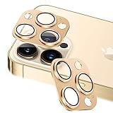 【2枚セット】 対応 iPhone 13 Pro/iPhone 13 Pro Max カメラフィルム 保護カバー (2枚) アルミ合金製＋AR高透過率強化ガラス レンズ全面保護 対応 アイフォン13プロ/アイフォン13プロマックス レンズフィルム 強化カメラ保護フィルム 黒縁取り 露出オーバー防止 全面吸着 高透過率、硬度9H、スクラッチ防止、飛散防止、指紋・汚れ防止、気泡ゼロ（ゴールド）【FAMROLLS正規品】