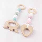 【木育】噛むことが好きな ペンダント 象+ハート 二個セット