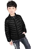 Lisa Pulster ダウン ジャケット コート キッズ 子供 用 フードなし 軽量 防寒 保育園 小学生 登山 90 100 110 120 130 (ブラック, 90)