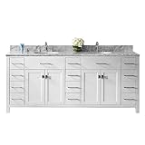Virtu USA md-2178-wmro-wh-002 Caroline Parkway 78 " DoubleバスルームVanity with Marble andラウンドシンク上部をポリッシュ