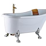 Rozin メッキ バスタブの蛇口 混合栓 フロア立ち 滝型 風呂桶 浴槽用 じゃぐち