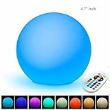 Giwox充電式LEDボールランプRGB Moodベッドサイドナイトライトリモート制御、16色, 4モードアウトドア、インドア Ball 4.7inch マルチカラー GXLT05-0001