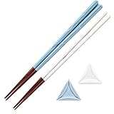 サニーライフデザイン(Sunny Life Design) PINGTO 箸 食洗機対応 天然木 先角 箸置き ペア セット 23cm Lino リノ ブルー / ホワイト 日本製 269814