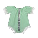 Lutents ベビー服 ロンパース カバーオール ミントグリーン 半袖 フリンジ模様 女の子 カジュアル 快適 着心地良い 歩行服 新生児 出産祝いプレゼント 可愛い オシャレ