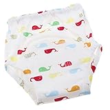 Baosity ベビー　赤ちゃん用　トイレトレーニングパンツ　おむつ　トイレ　コットン　布おむつ　6層 弾性バンド　全6種類　 - 鯨, 90cm