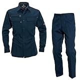 (バートル) BURTLE 作業着・作業服 上下セット(長袖シャツ+ワークパンツ) (6103,6093) ネイビー 4L