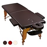 【三点セット付】木製折りたたみベッド 70cm×185cm ヘッドレストアームレスト付 マッサージ 整体 ベッド エステ 施術 サロン 業務用 サロンベッド エステ用品 (ダークブラウン)