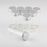 Jarvials無料配送12個40mlアルミ製の銀蓋透明ガラス瓶，よく密閉された貯蔵ボトルお茶、丸薬、小物、液体などの保管，party、喫茶店、結婚式、ホリデーギフトdiy 最良の選択 (40ml, 銀色)