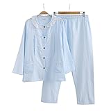 Ainial　パジャマ　レディース　マタニティ　ルームウェア　ナイトウェア　授乳服　授乳口付　上下セット　長袖　ロングパンツ　春夏　2点セット　綿100%　2重ガーゼ　爽やか　おしゃれ　水玉　ドット柄