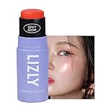 チーク ハイライター スティック マルチフェイス メイクアップ スティック マルチバーム LIZLY Dewy Glow Cheek Hilighter Multi Balm Stick 韓国コスメ スポットライティング ラメ キラキラ 立体感 頬 唇用 クリーム (01 コーラル Coral)