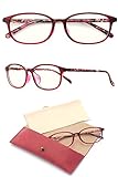 [eyeforyou] 老眼鏡 レディース おしゃれ ブルーライトカット 小さめ レッド 度数 2.0 TD-R5002