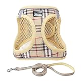 ideamall 犬 ハーネス 小型犬 猫 胴輪 犬用ハーネス 猫用 服 メッシュ素材 お散歩 着脱簡単 ベージュ (S)
