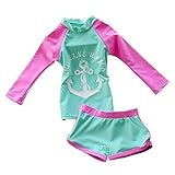 Taiycyxganベビー幼児用女の子子供用長袖水着ラッシュガードUPF 50 + UV カラー: グリーン