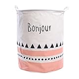 ROKE Bonjour 収納ボックス 雑誌ラック ランドリー　バスケット 洗濯かご ランドリーボックス 収納 バスケット(50*40 cm) (Pink)