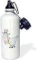 3dRose "Cartoon Billy Goat Funny Animal Cartoon" スポーツウォーターボトル 21オンス ホワイト