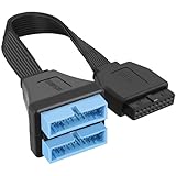 USB 3.0ヘッダースプリッター延長ケーブル、マザーボード USB 3.0 内部ハブスプリッター 19/20ピン 1から2 Yタイプケーブル - DIY製品 5.8インチ