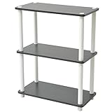 山善(YAMAZEN) システムラック(幅60 奥行30)棚3段 ダークブラウン/支柱:ホワイト SR-3(DBR/WH)