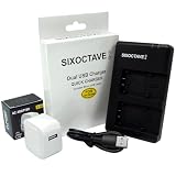 SIXOCTAVE [2.1A急速ACアダプター付き コンセント充電も対応] パナソニック 用 VW-VBK180 VW-VBK360 VW-VBT190 VW-VBT380 VW-VBK180-K VW-VBK360-K VW-VBT190-K VW-VBT380-K 対応デュアル急速互換USB充電器 バッテリー チャージャー VW-BC10 VW-BC10-K 純正 互換バッテリー共に対応