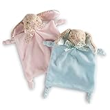 Rattle Soother Security Blanket Soft Plush Bedtime Rabbit Toy For Baby 2 Pcs Pink and Blue By HollyH