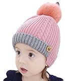 ニット帽 子供用 （全3色） 2~5歳 ボタン ベビー かわいい 耳まで (ピンク)