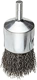 Weiler Wire End Brush, Solid End, Round Shank, Steel, Crimped Wire, 1" Diameter, 0.014" Wire Diamete