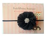 2.5 Chiffon Frayed Ballerina Flower baby PoshNPretty headband - Black by PoshNPretty