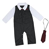 （アイム）iiniim　男児紳士ネクタイロンパースベビー服　赤ちゃん服タキシード　長袖カバーオールベビー服赤ちゃん服誕生日ブラックパンツベビーフォーマル服ベビーお誕生日　写真撮影発表会ボディースーツ　