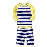 正規品 最新 男女兼用水着 女児水着 男児水着 セパレート3点セット 長袖 キッズ水着 スイムキャップ付き水着 ラッシュガード UPF50+素材使用 (5T(100-110), ブルー)