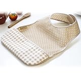 ファムベリー　お食事エプロン (ドットベージュ×チェック)